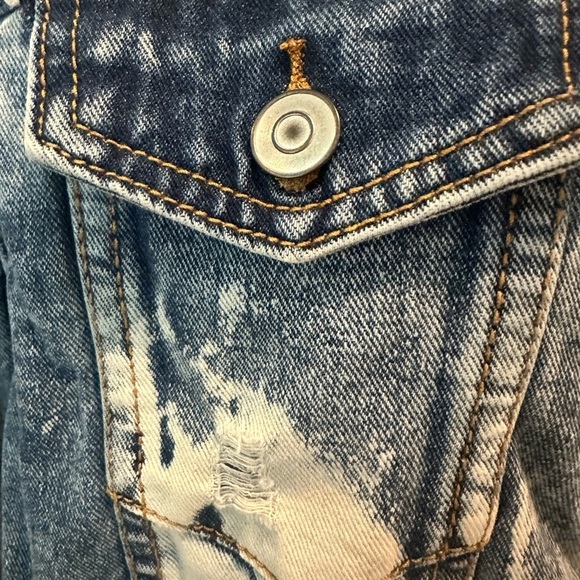 Urban Heritage Festival Acid Wash Distressed Jean Trucker 90s Style Jacket  M - Picture 4 of 12